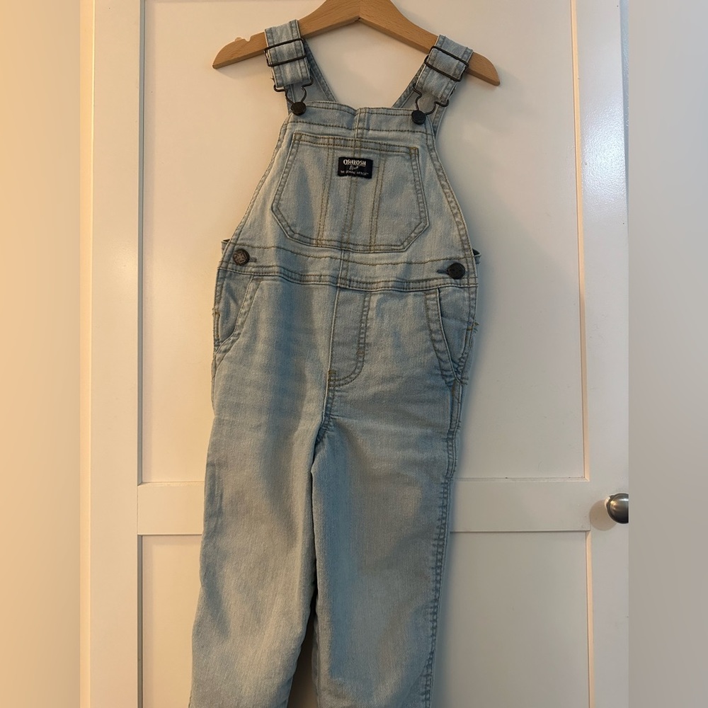 OSHKOSH B'GOSH denim overalls toddler girls 3T worn like 3 times